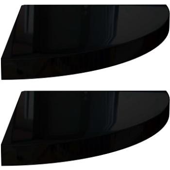 Shumee plovoucí rohové 2 ks černé vysoký lesk 35×35×3,8 cm MDF, 323911 (323911)