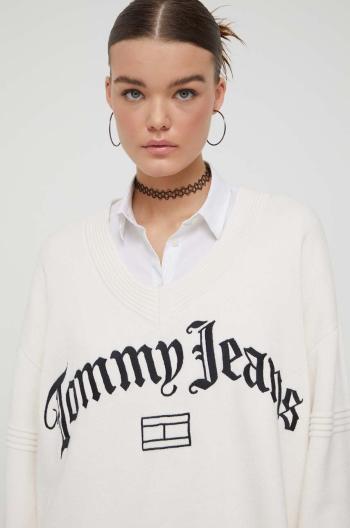 Svetr Tommy Jeans dámský, béžová barva, DW0DW16530