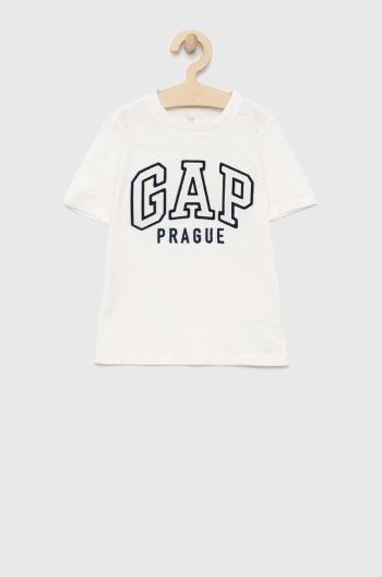 Dětské bavlněné tričko GAP bílá barva, s potiskem