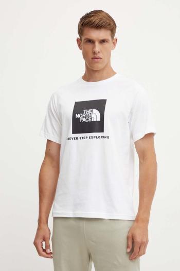 Bavlněné tričko The North Face S/S Raglan Redbox Tee bílá barva, s potiskem, NF0A87NJFN41