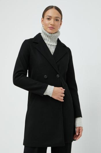 Kabát Vero Moda dámský, černá barva, přechodný, dvouřadový