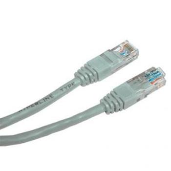 Síťový LAN kabel UTP patchcord, Cat.6, RJ45 samec - RJ45 samec, 3 m, nestíněný, šedý, economy