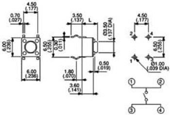 Mikrotlačítko do DPS Apem, PHAP3301D, 12 V/DC, 0,05 A, vyp./(zap.)