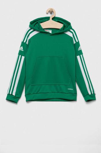 Dětská mikina adidas Performance zelená barva, s kapucí, vzorovaná