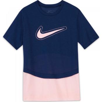 Nike DRY TROPHY SS TOP G Dívčí tréninkové tričko, tmavě modrá, velikost M
