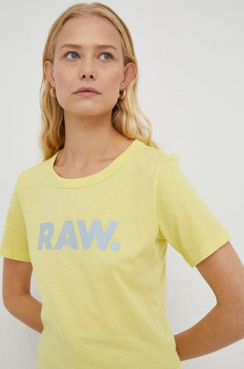 Bavlněné tričko G-Star Raw žlutá barva