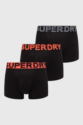 Boxerky Superdry 3-pack pánské, černá barva