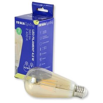 Tesla - LED žárovka CONE BULB VINTAGE, E27, 4,2W, 230V, 380lm, 25 000h, 2400K, 360st, zlatá (CB274224-1)