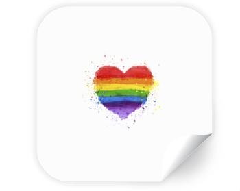 Samolepky čtverec - 5 kusů Rainbow heart