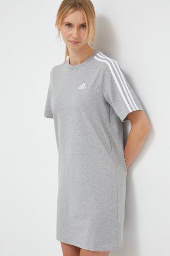 Bavlněné šaty adidas šedá barva, mini, oversize, HR4924