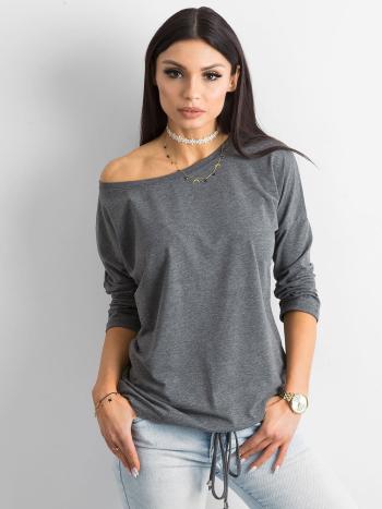 DÁMSKÉ ŠEDÉ TRIČKO NA UTAŽENÍ V PASE RV-BZ-4691.36P-DARK GRAY Velikost: XL