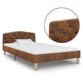 Rám postele hnědý umělá broušená kůže 90x200 cm (284936)