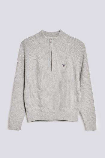 SVETR GANT CASUAL COTTON RIBBED HALF ZIP šedá 146/152