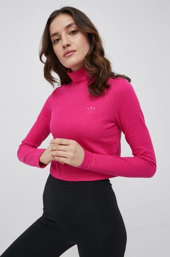 Tričko s dlouhým rukávem adidas Originals Trefoil Moments HE6906 dámský, růžová barva, s pologolfem