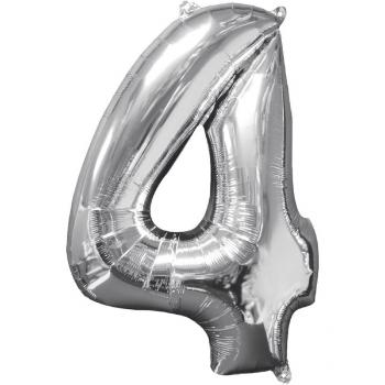Amscan Fóliový balónek narozeninové číslo 4 stříbrný 66cm