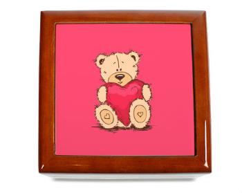 Dřevěná krabička Medvídek srdce