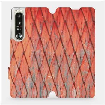 Flip pouzdro na mobil Sony Xperia 1 III - MK01S Oranžový vzor dřeva (5903516726714)