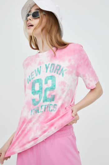 Bavlněné tričko Only růžová barva