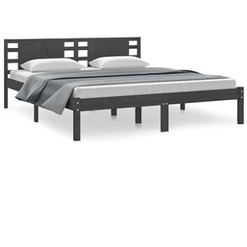 Rám postele šedý masivní dřevo 180 × 200 cm Super King, 3104235 (3104235)