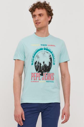Tričko Pepe Jeans Matt pánské, tyrkysová barva, s potiskem