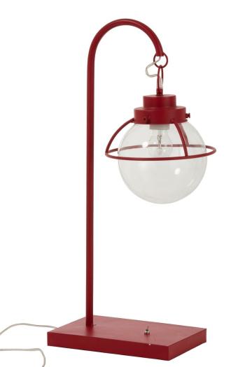 Červená kovová stolní retro lampa s patinou Ball Hang - 33*23*70 cm 92277