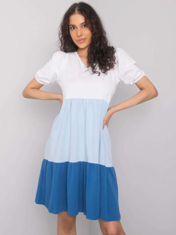 LEŽÉRNÍ ŠATY KYLIE - BÍLÁ-SVĚTLE MODRÁ- TMAVĚ MODRÁ RV-SK-6764.64-WHITE-LIGHT BLUE-DARK BLUE Velikost: XL