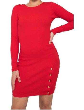 červené mini přiléhavé šaty s dlouhými rukávy vel. M