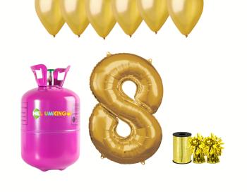 HeliumKing Helium párty set na 8. narozeniny se zlatými balónky
