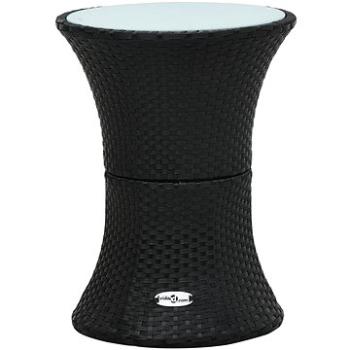  Zahradní odkládací stolek tvar bubnu černý polyratan (48150)