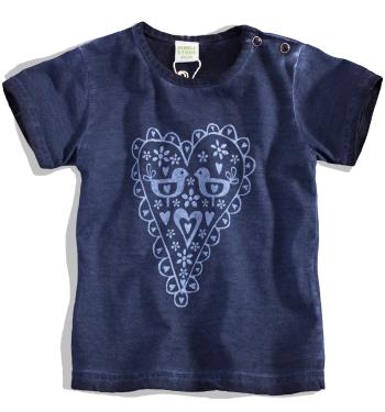 PEBBLESTONE Kojenecké dívčí tričko SRDÍČKO modré Velikost: 68
