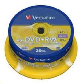 Verbatim DVD+RW 4,7GB 4x, spindle, 25ks (43489)