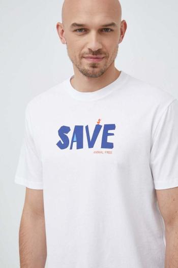 Bavlněné tričko Save The Duck bílá barva, s potiskem