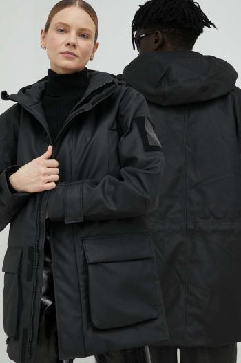 Nepromokavá bunda Rains 15250 Glacial Parka černá barva, přechodná