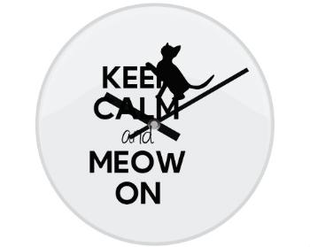 Hodiny skleněné Keep calm and meow on