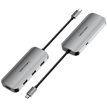 Vention USB-C to HDMI / USB 3.0 x 3 /PD Docking Station 0.15M Gray Aluminum (TODHB)