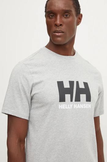 Bavlněné tričko Helly Hansen HH LOGO šedá barva, s potiskem, 30396