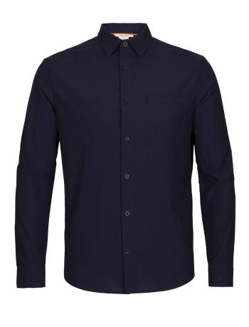 pánské triko dlouhý rukáv ICEBREAKER Mens Berlin LS Shirt, Midnight Navy velikost: M