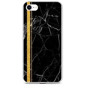 TopQ Kryt STYLE iPhone SE 2022 silikon Mramor černo-zlatý 74149 (Sun-74149)