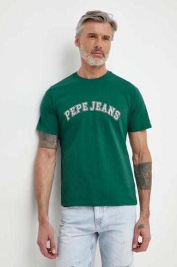 Bavlněné tričko Pepe Jeans CLEMENT zelená barva, s potiskem, PM509220