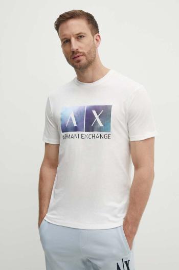 Bavlněné tričko Armani Exchange béžová barva, s potiskem, 3DZTJB ZJBYZ