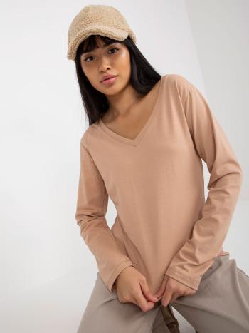 BÉŽOVÉ TRIČKO S VÝSTŘIHEM -VI-BZ-076.86P-BEIGE Velikost: XL