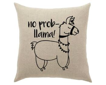 Lněný polštář No prob llama