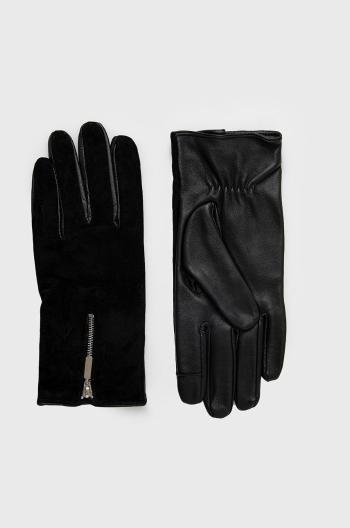 Kožené rukavice Only dámské, černá barva