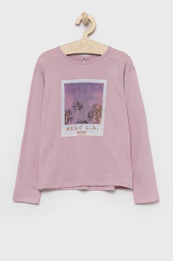 Dětské tričko s dlouhým rukávem Roxy růžová barva