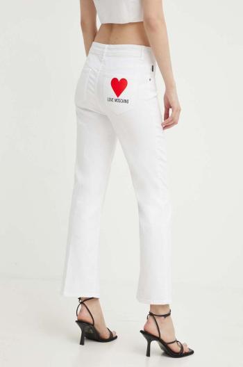 Džíny Love Moschino dámské, bílá barva, high waist