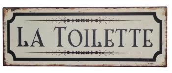 Béžová antik nástěnná kovová cedule La Toilette - 36*13cm 8PL-18813361111
