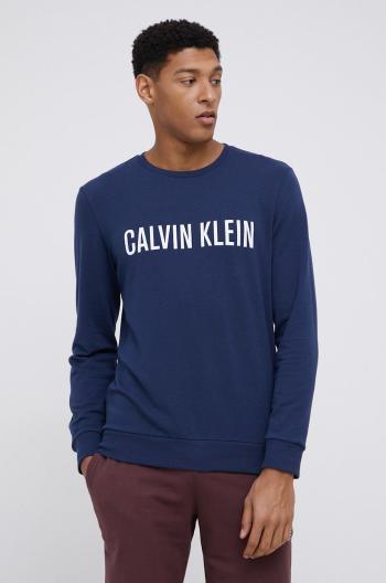 Pyžamové tričko s dlouhým rukávem Calvin Klein Underwear tmavomodrá barva, hladké