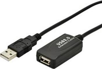 USB 2.0 prodlužovací kabel Digitus DA-70130-4, 5.00 m, černá