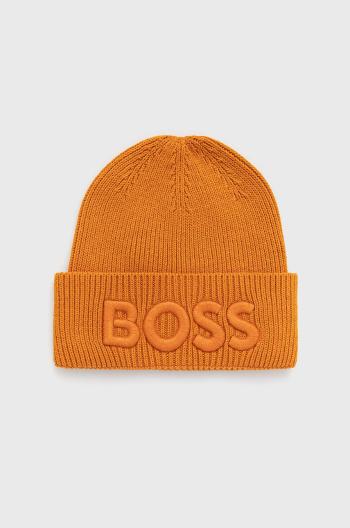Čepice z vlněné směsi BOSS Boss Casual oranžová barva, z husté pleteniny