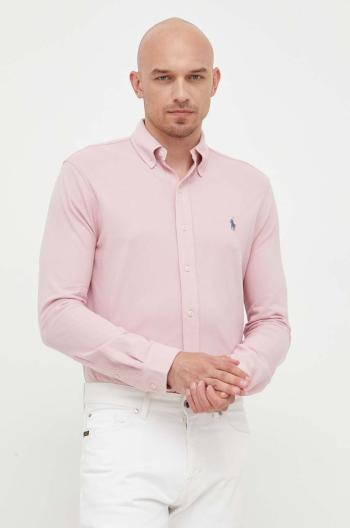 Košile Polo Ralph Lauren růžová barva, regular, s límečkem button-down, 710654408